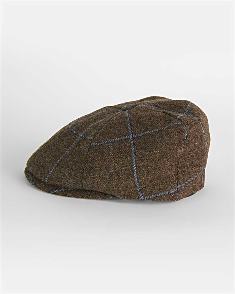 Brown With Large Gold Check 100% Wool Toni Cap